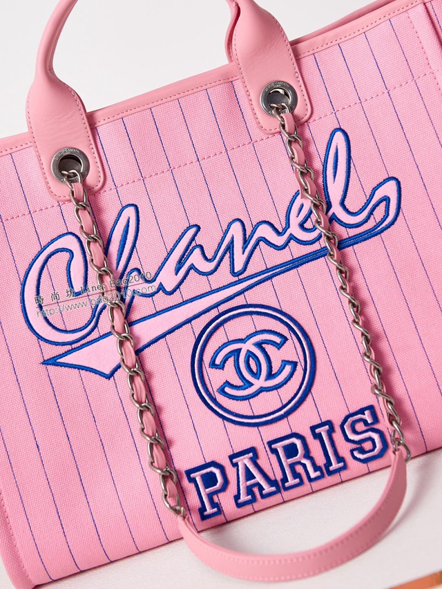 Chanel專櫃23p最新款條紋沙灘包 66941 香奈兒爆款大號手提購物袋 djc5140